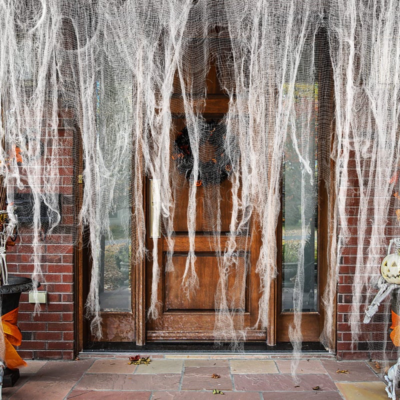 Watayo 500 x 39 Inch Large Size Halloween Spooky Cheese Cloth  Halloween White Scary Creepy Cloth  Windows Doorways Cover Gauze for Halloweens Haunted House Party Decor - Image 1